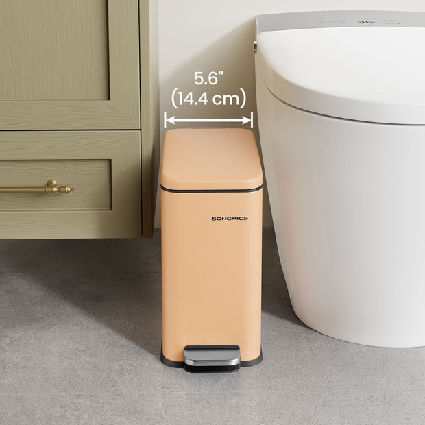 Small Bathroom Bin – Steel – Peach Fuzz – Soft Close Pedal 5L