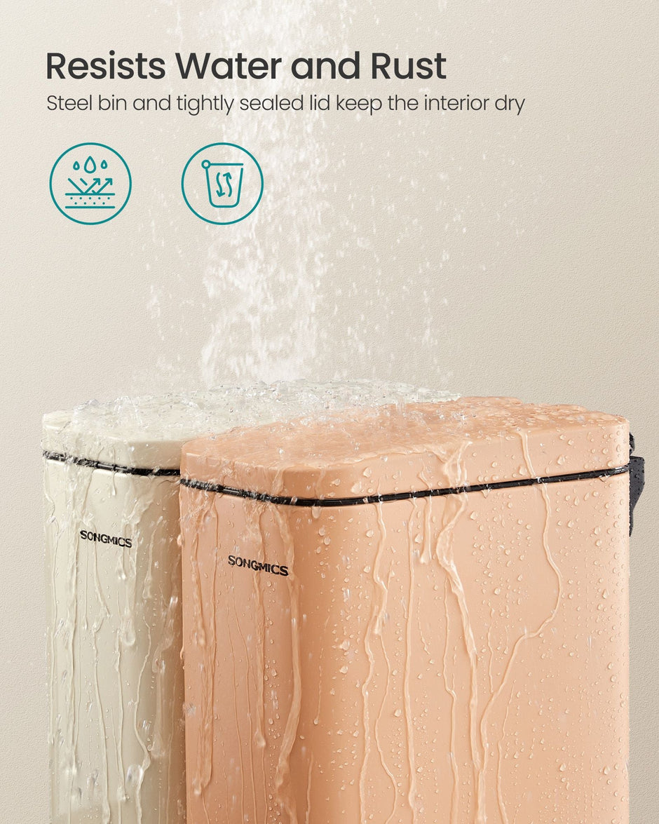 Small Bathroom Bin – Steel – Peach Fuzz – Soft Close Pedal 5L