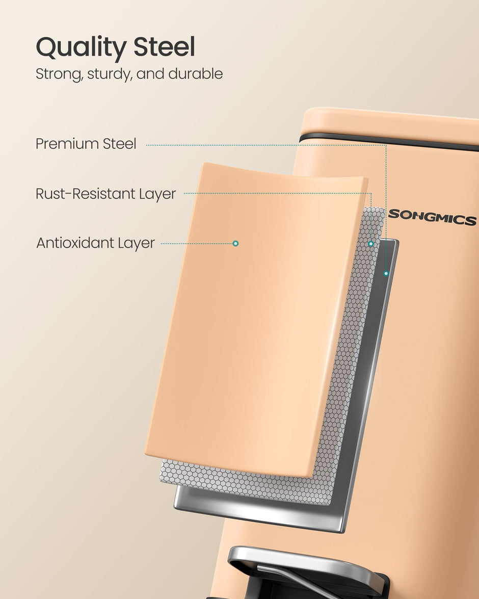 Small Bathroom Bin – Steel – Peach Fuzz – Soft Close Pedal 5L