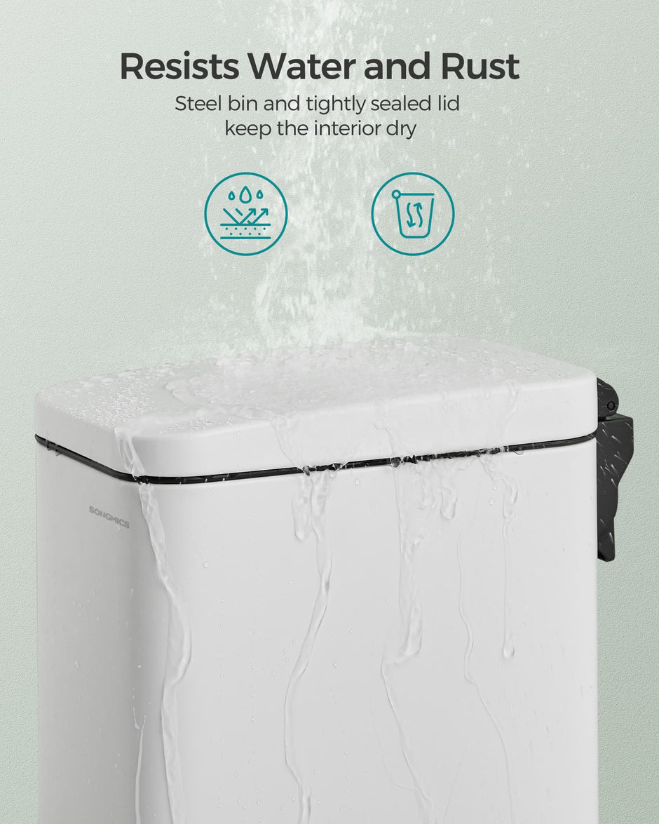 Small Pedal Bin – Steel – White – Soft Close Lid, 5L Capacity