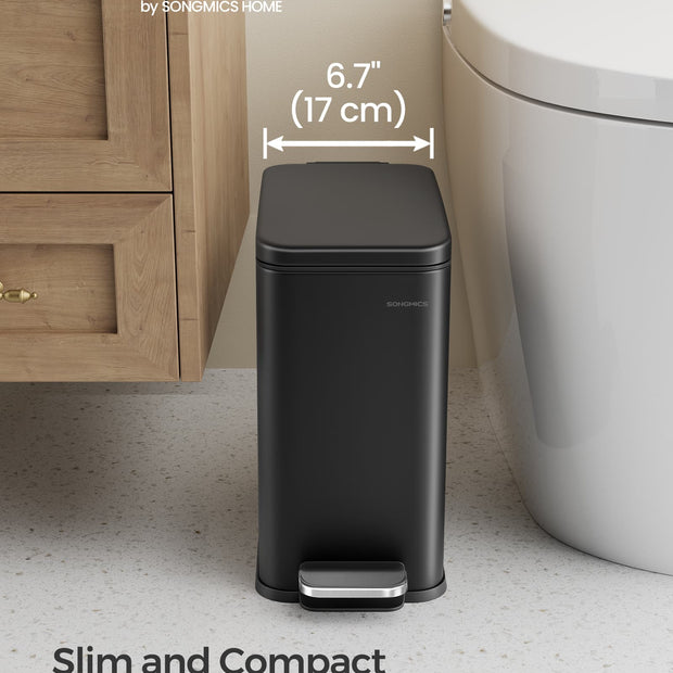 10L Steel Bathroom Bin – Soft Close – Slim Design for Small Spaces