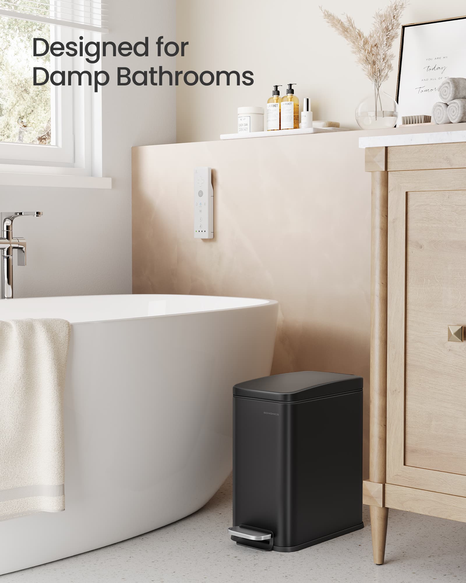 10L Steel Bathroom Bin – Soft Close – Slim Design for Small Spaces