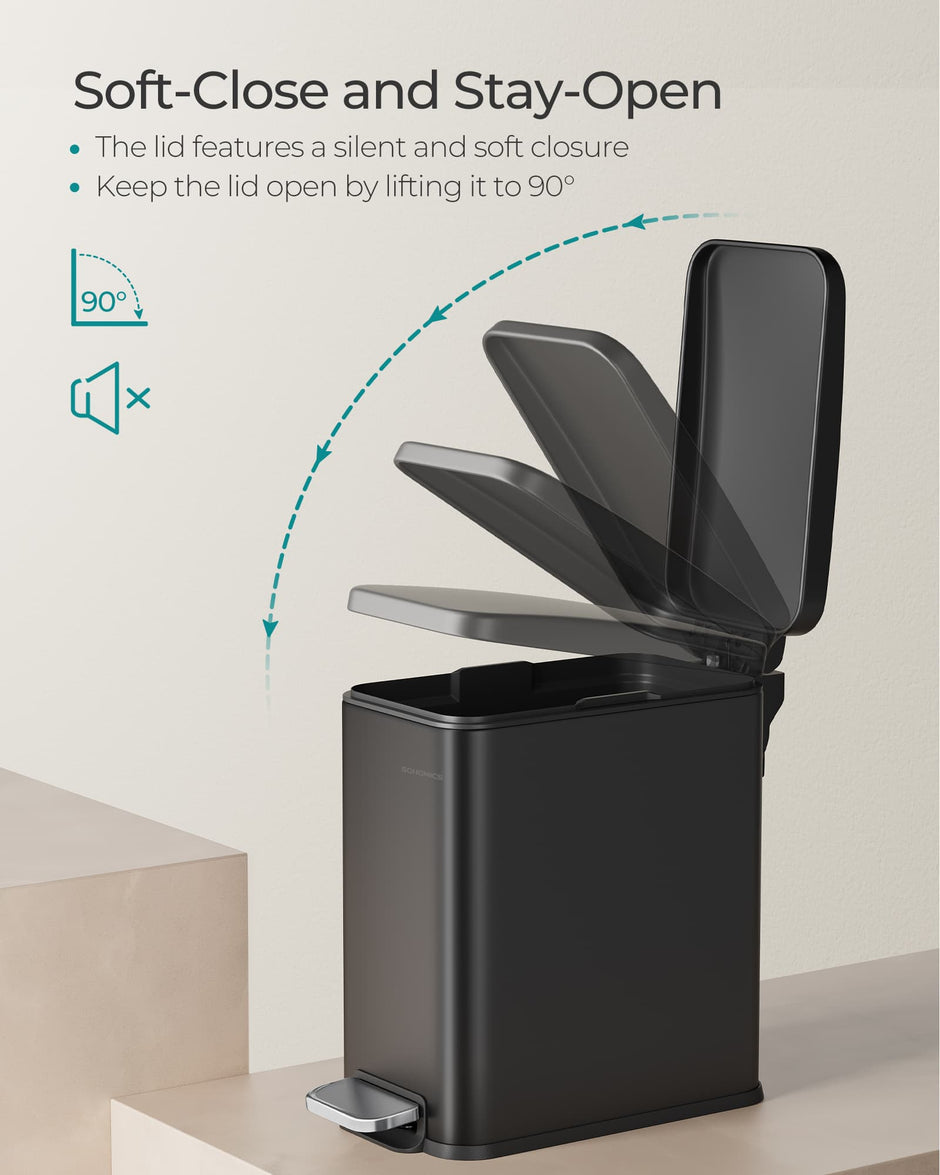 10L Steel Bathroom Bin – Soft Close – Slim Design for Small Spaces