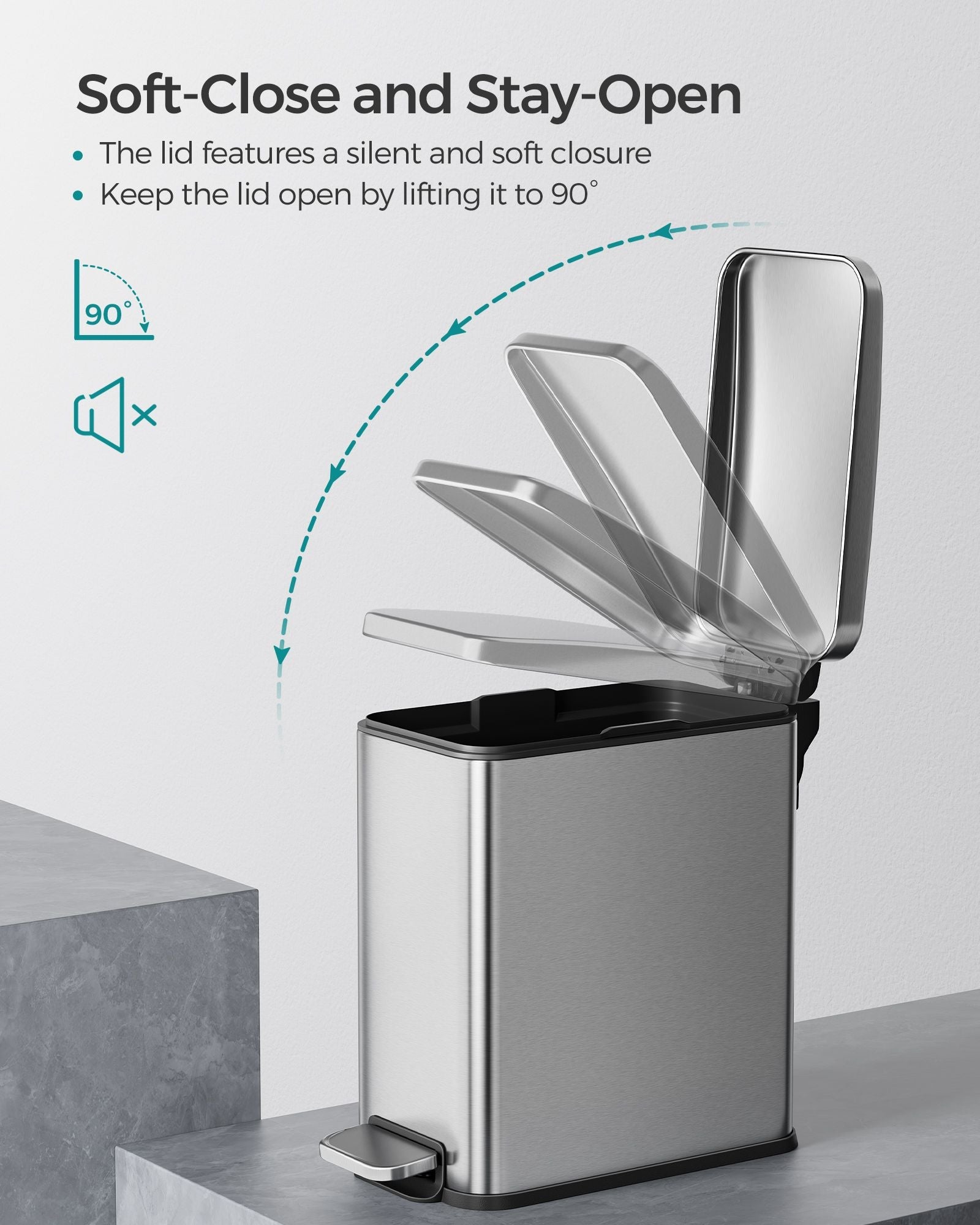 10L Steel Bathroom Bin – Soft Close – Slim Design for Small Spaces