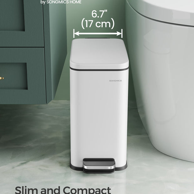 10L Steel Bathroom Bin – Soft Close – Slim Design for Small Spaces