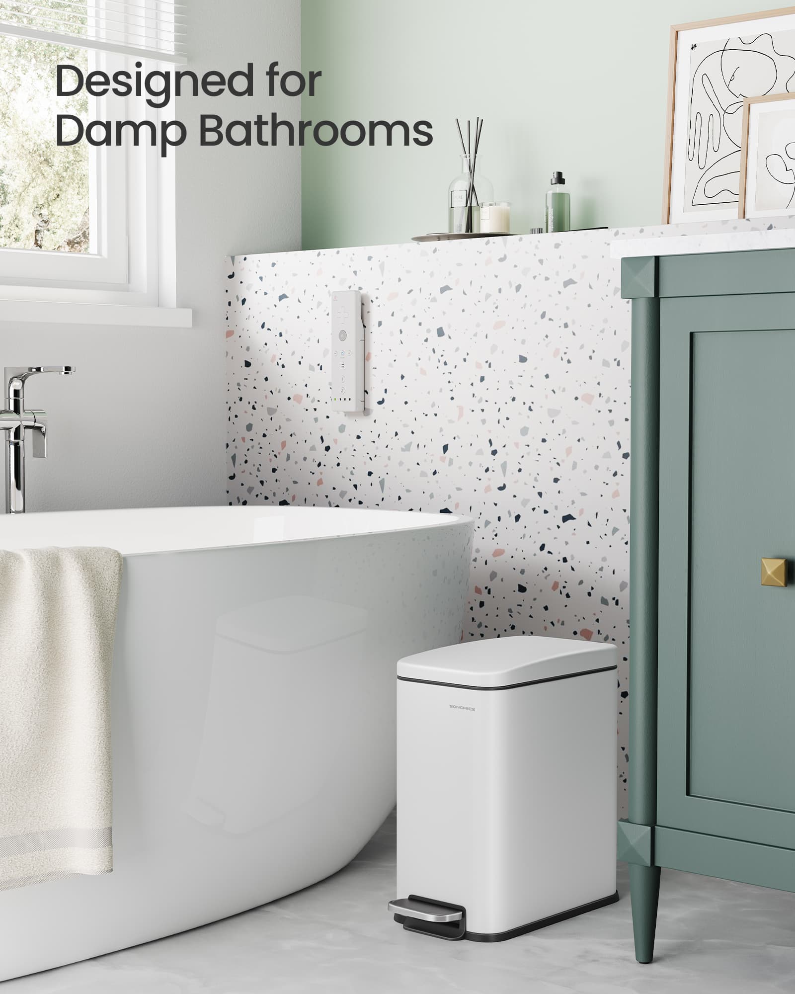 10L Steel Bathroom Bin – Soft Close – Slim Design for Small Spaces