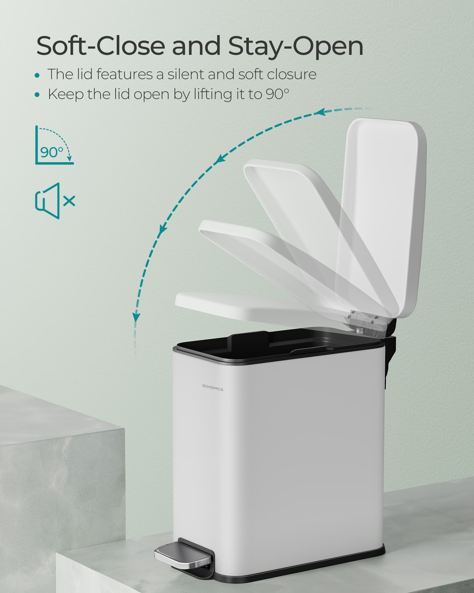 10L Steel Bathroom Bin – Soft Close – Slim Design for Small Spaces