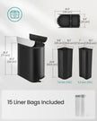 Double Kitchen Bin – Metal – Ink Black and Metallic Silver – Dual Compartment for Recycling and Waste