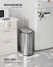 Double Kitchen Bin – Metallic Silver – Dual Compartment – Pedal with Wing Lids