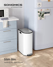 Double Kitchen Bin – Metal – Cloud White and Metallic Silver – Dual Compartment with Pedal and Wing Lids