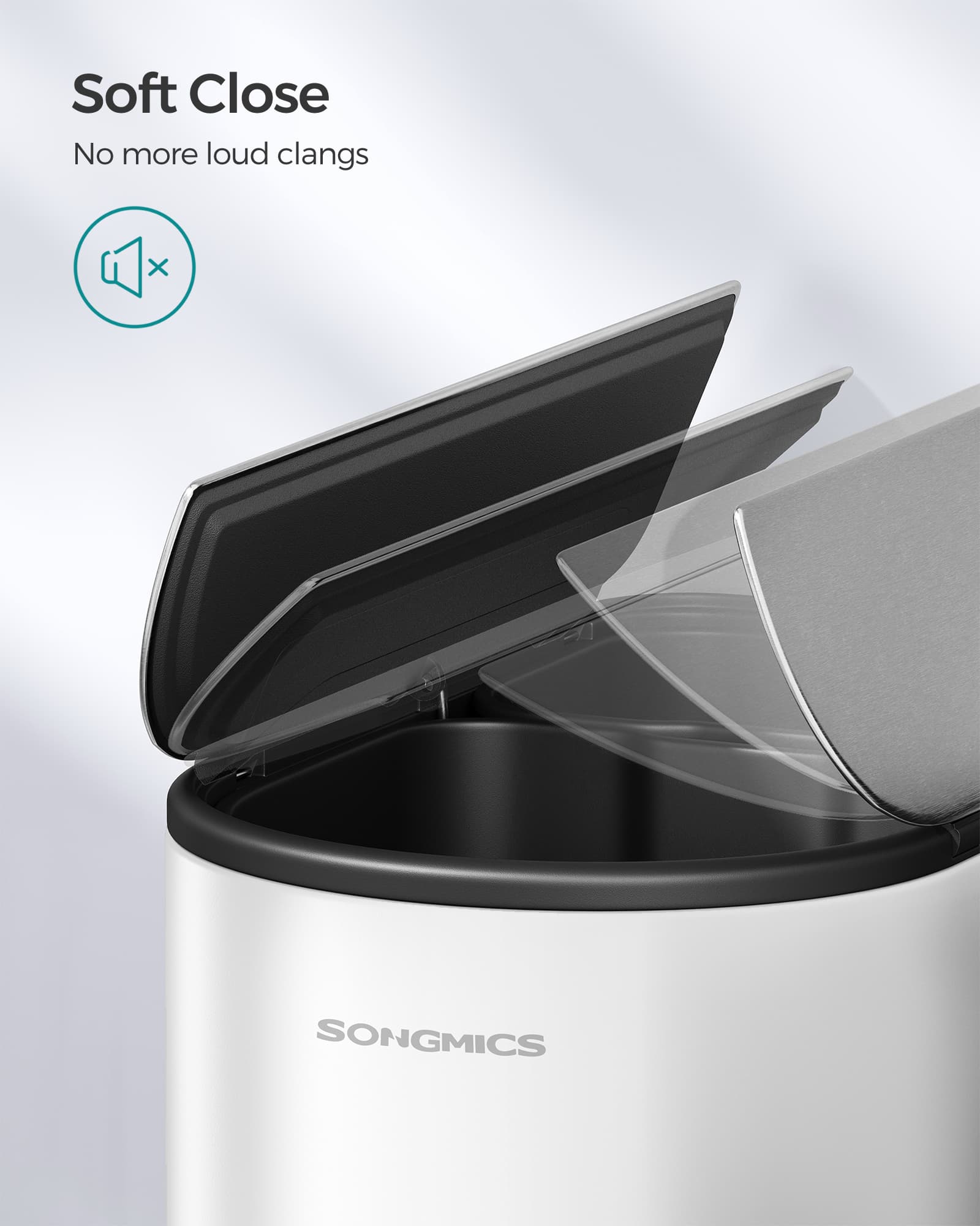 Double Kitchen Bin – Metal – Cloud White and Metallic Silver – Dual Compartment with Pedal and Wing Lids