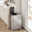 Stainless Steel Recycling and Waste Bin Set – Silver – 2 x 30L with Pedal