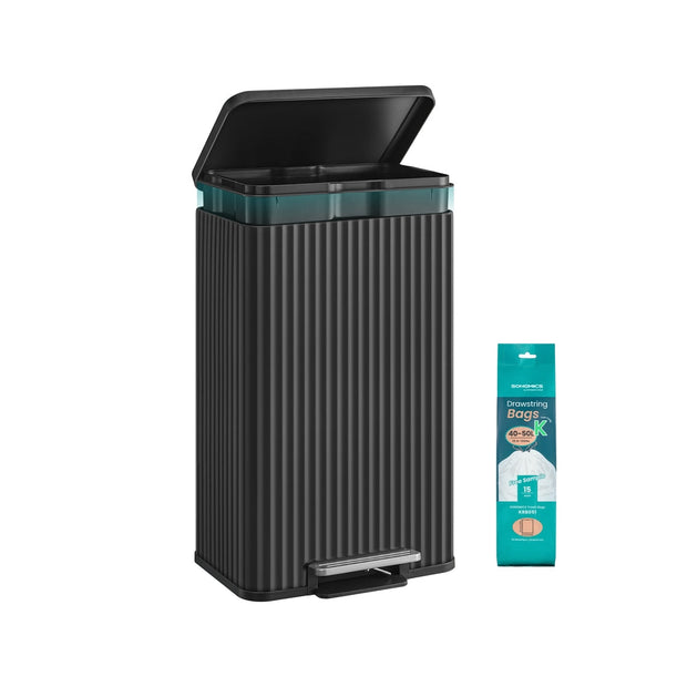 Kitchen Trash Can - 50L - Steel - Soft-Close Lid - Pedal Bin, Removable Inner Bucket