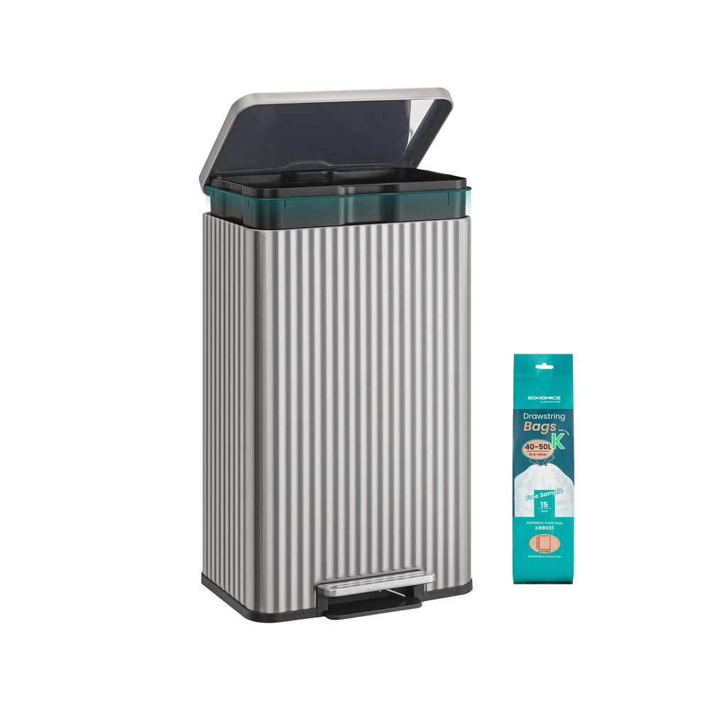 Kitchen Trash Can - 50L - Steel - Soft-Close Lid - Pedal Bin, Removable Inner Bucket