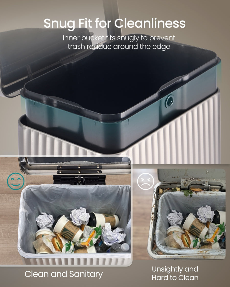 Kitchen Trash Can - 50L - Steel - Soft-Close Lid - Pedal Bin, Removable Inner Bucket