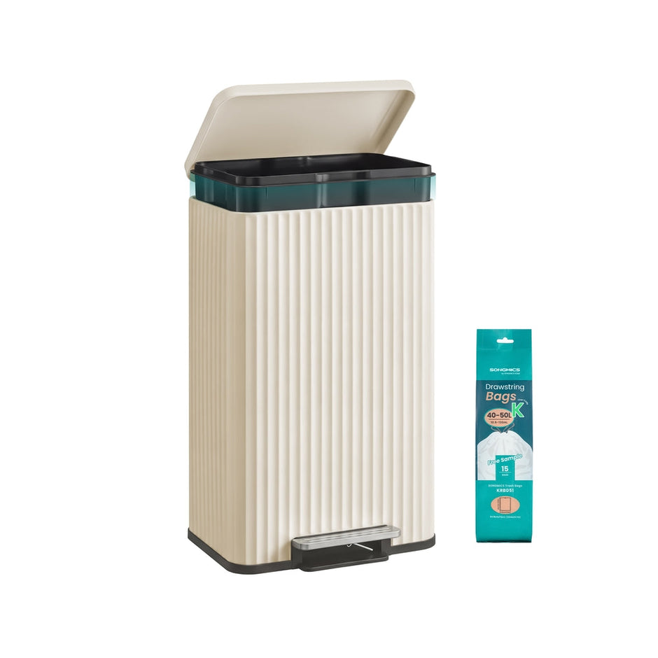 Kitchen Trash Can - 50L - Steel - Soft-Close Lid - Pedal Bin, Removable Inner Bucket