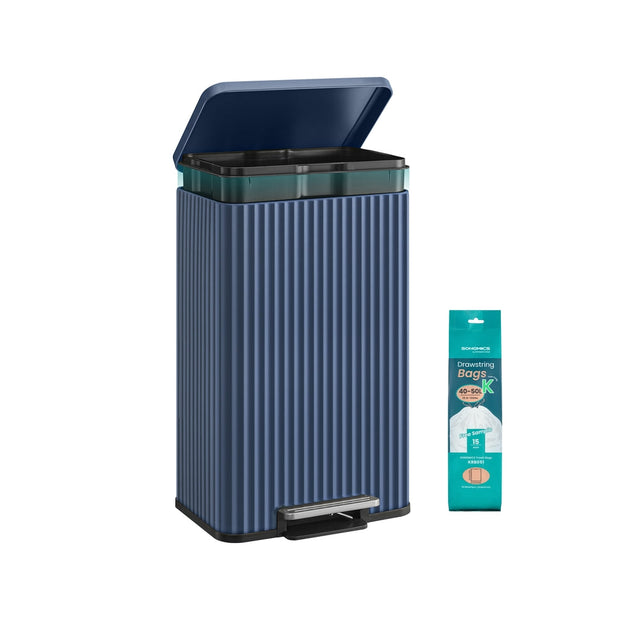 Kitchen Trash Can - 50L - Steel - Soft-Close Lid - Pedal Bin, Removable Inner Bucket