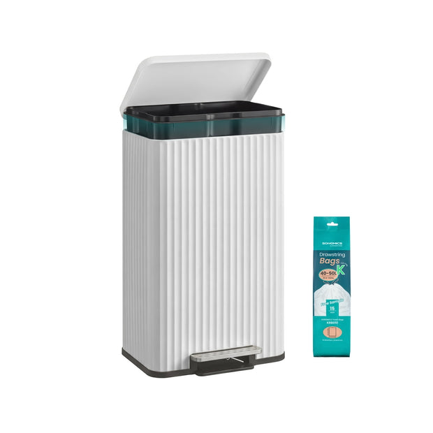 Kitchen Trash Can - 50L - Steel - Soft-Close Lid - Pedal Bin, Removable Inner Bucket