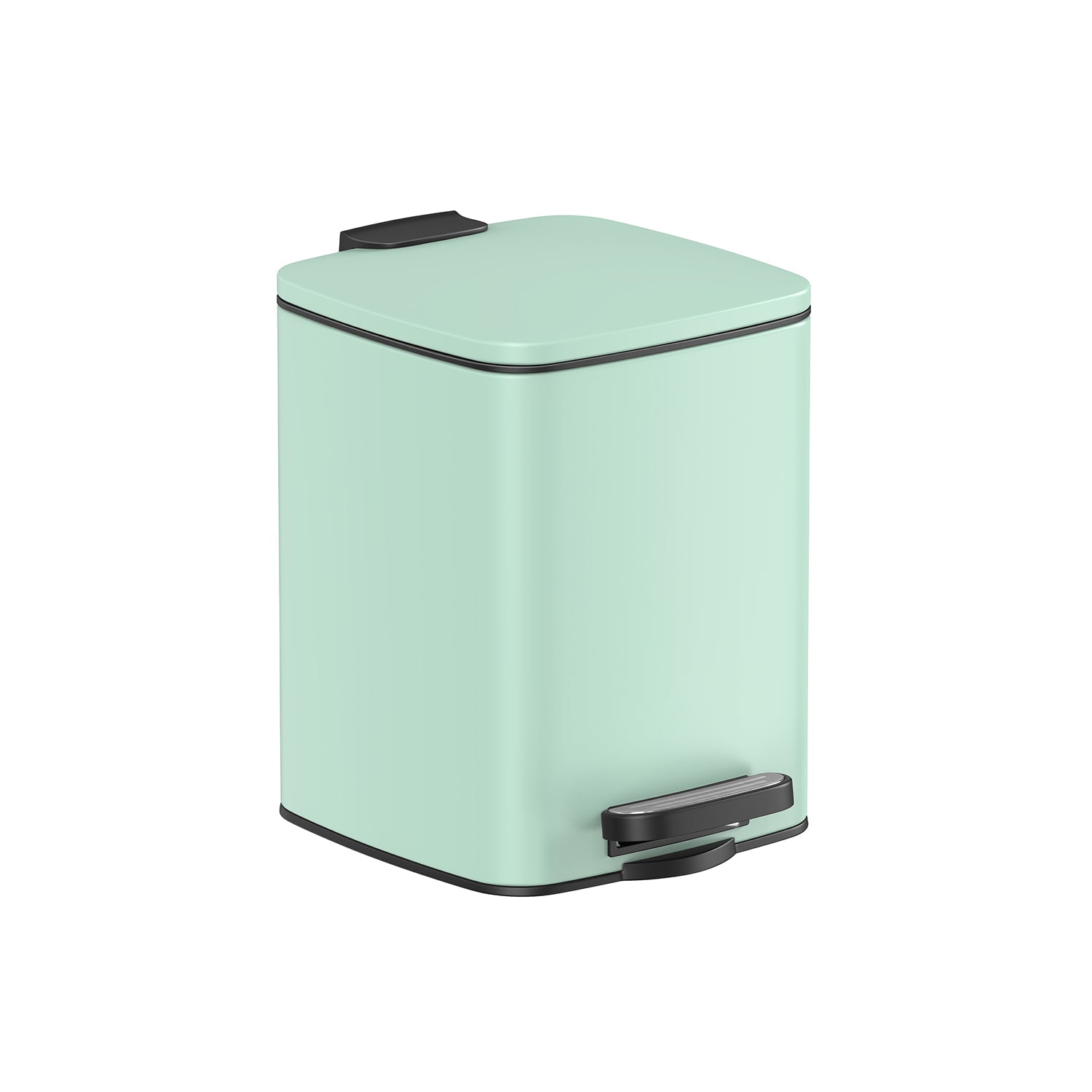 Small Bathroom Bin – Steel – Silver – Pedal Design with Soft-Close Lid