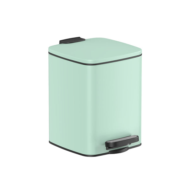 Small Bathroom Bin – Steel – Silver – Pedal Design with Soft-Close Lid