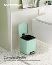 Small Bathroom Bin – Steel – Silver – Pedal Design with Soft-Close Lid