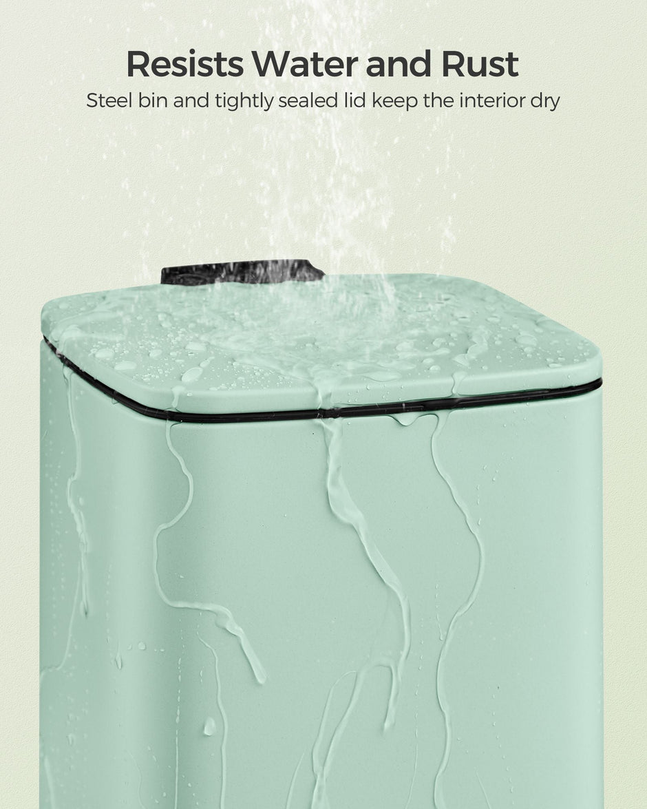 Small Bathroom Bin – Steel – Silver – Pedal Design with Soft-Close Lid