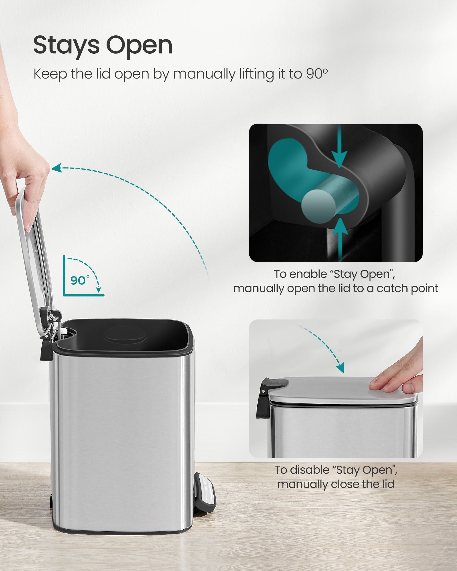 Pedal Toilet Bin – Steel – Metallic Silver – 6L Capacity with Soft-Close Lid