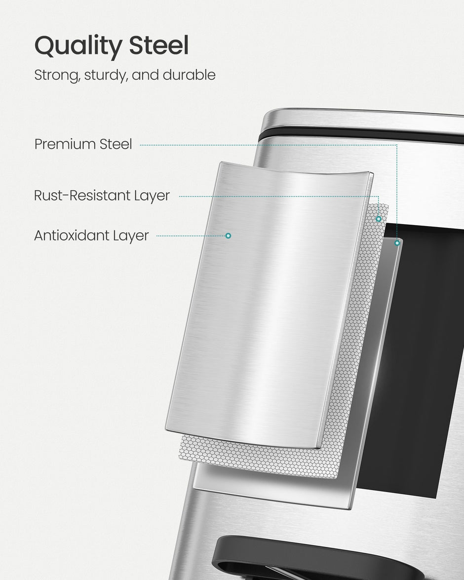 Pedal Toilet Bin – Steel – Metallic Silver – 6L Capacity with Soft-Close Lid