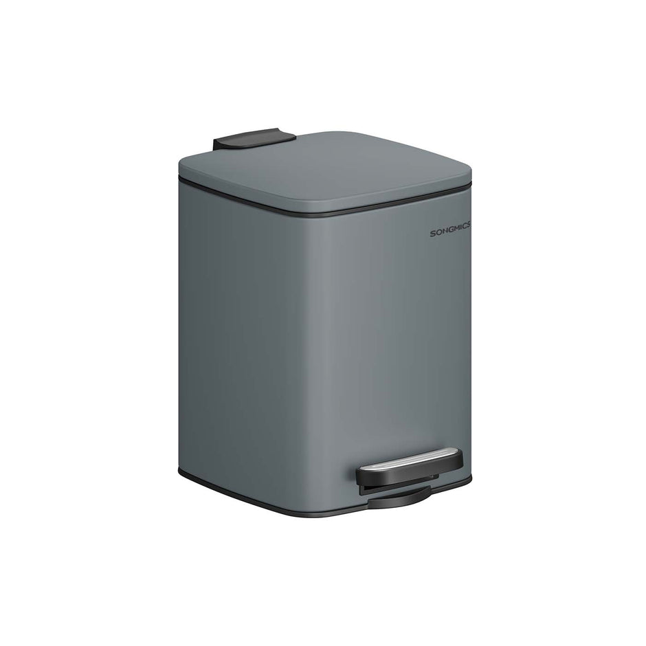 Pedal Toilet Bin – Steel – Slate Grey – 6L Capacity with Soft-Close Lid
