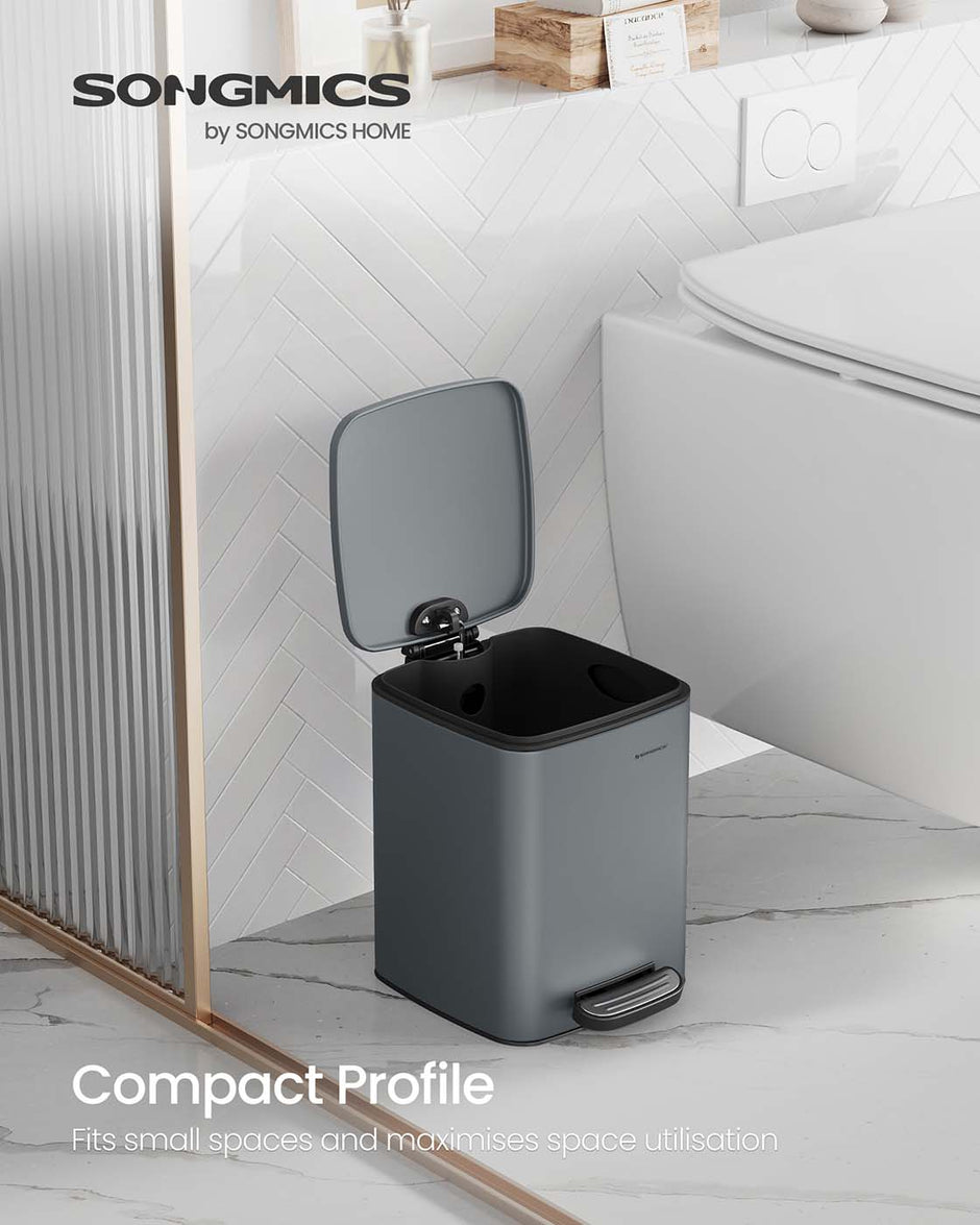 Pedal Toilet Bin – Steel – Slate Grey – 6L Capacity with Soft-Close Lid