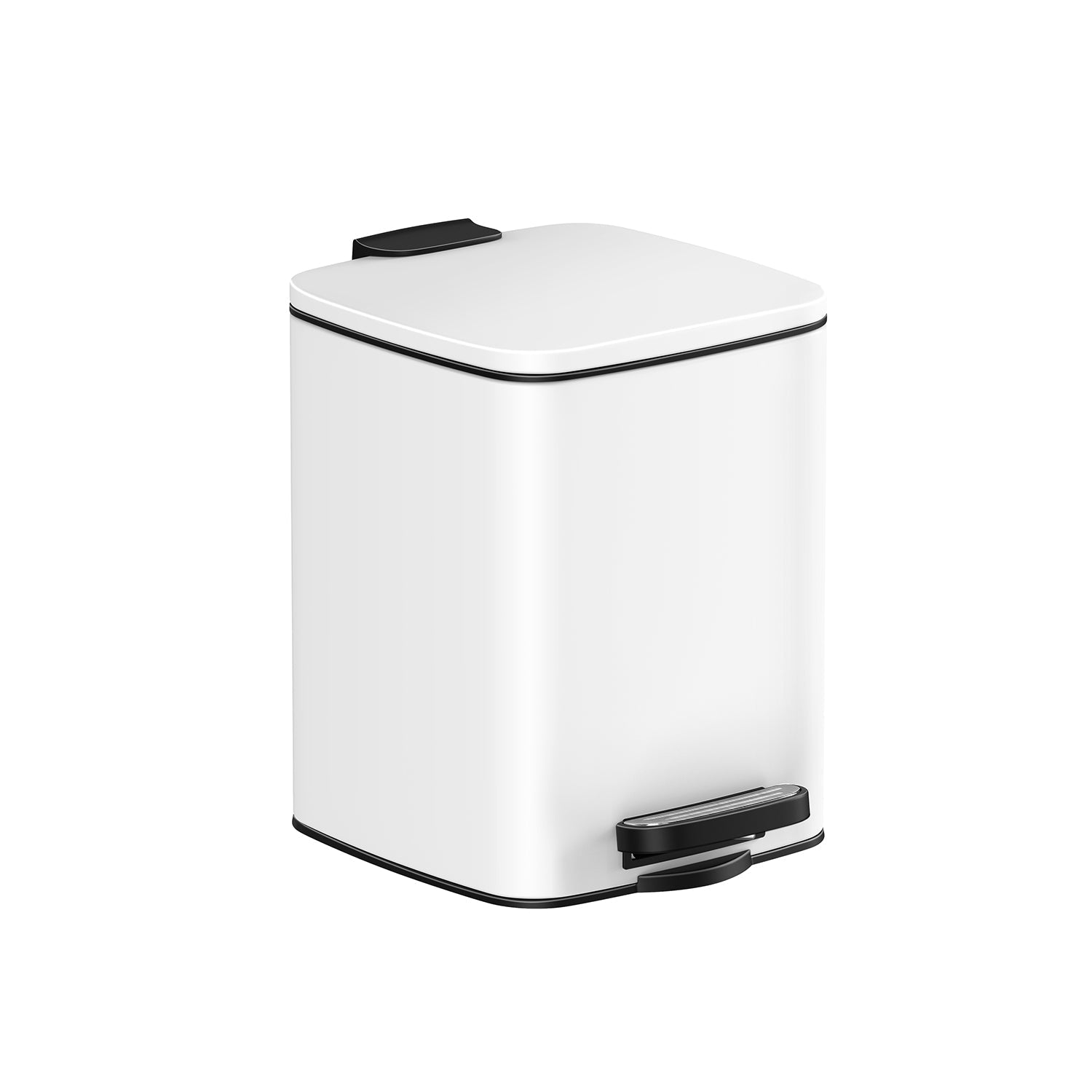 Small Bathroom Bin – Steel – Silver – Pedal Design with Soft-Close Lid