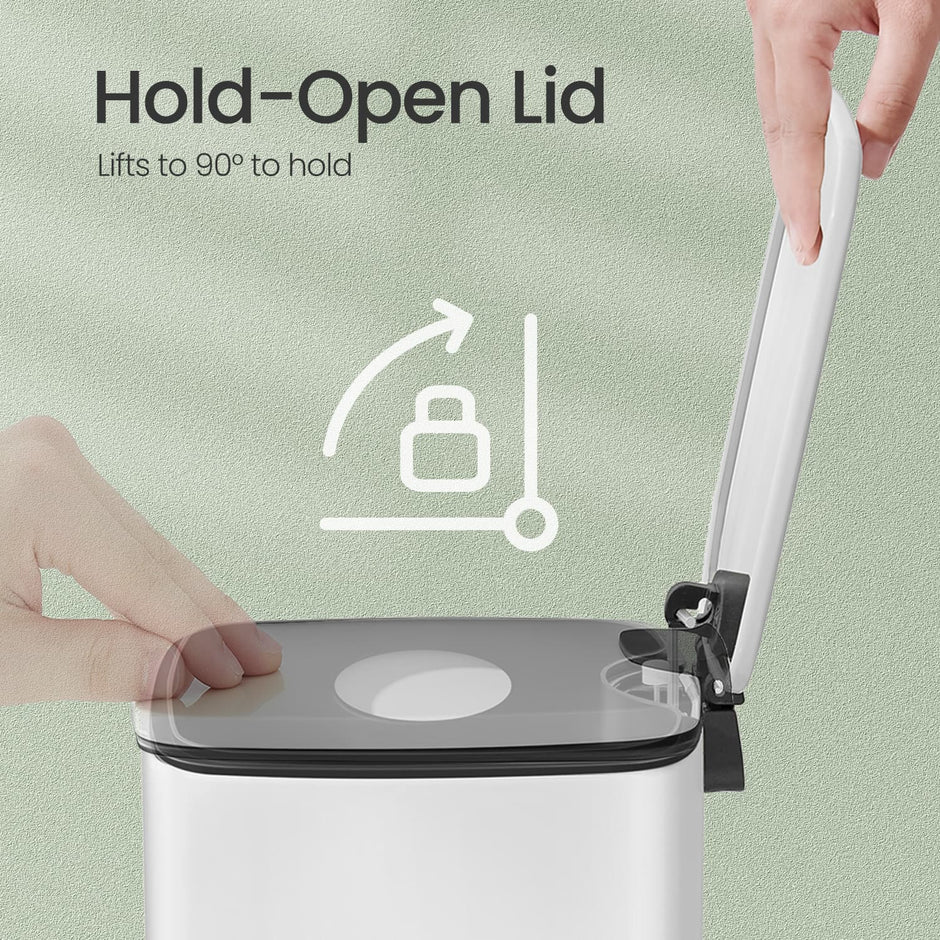 Bathroom Bin – Steel – White – 6L Soft-Close Lid for Compact Spaces