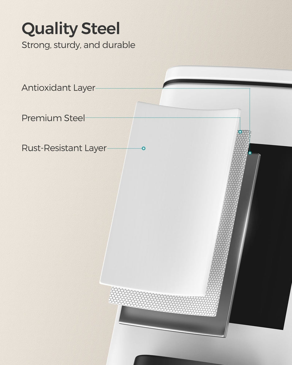 Small Bathroom Bin – Steel – Silver – Pedal Design with Soft-Close Lid