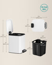Small Bathroom Bin – Steel – Silver – Pedal Design with Soft-Close Lid