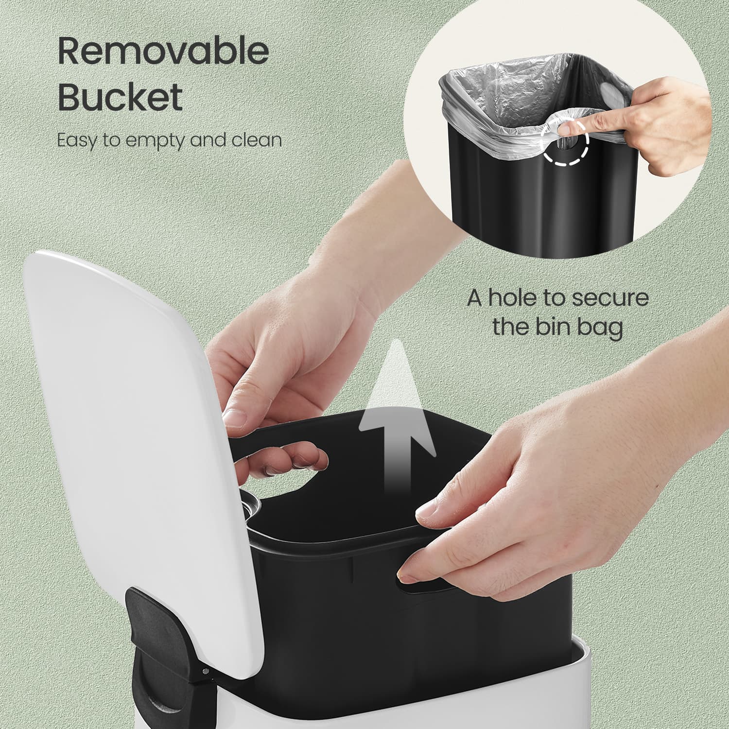 Bathroom Bin – Steel – White – 6L Soft-Close Lid for Compact Spaces