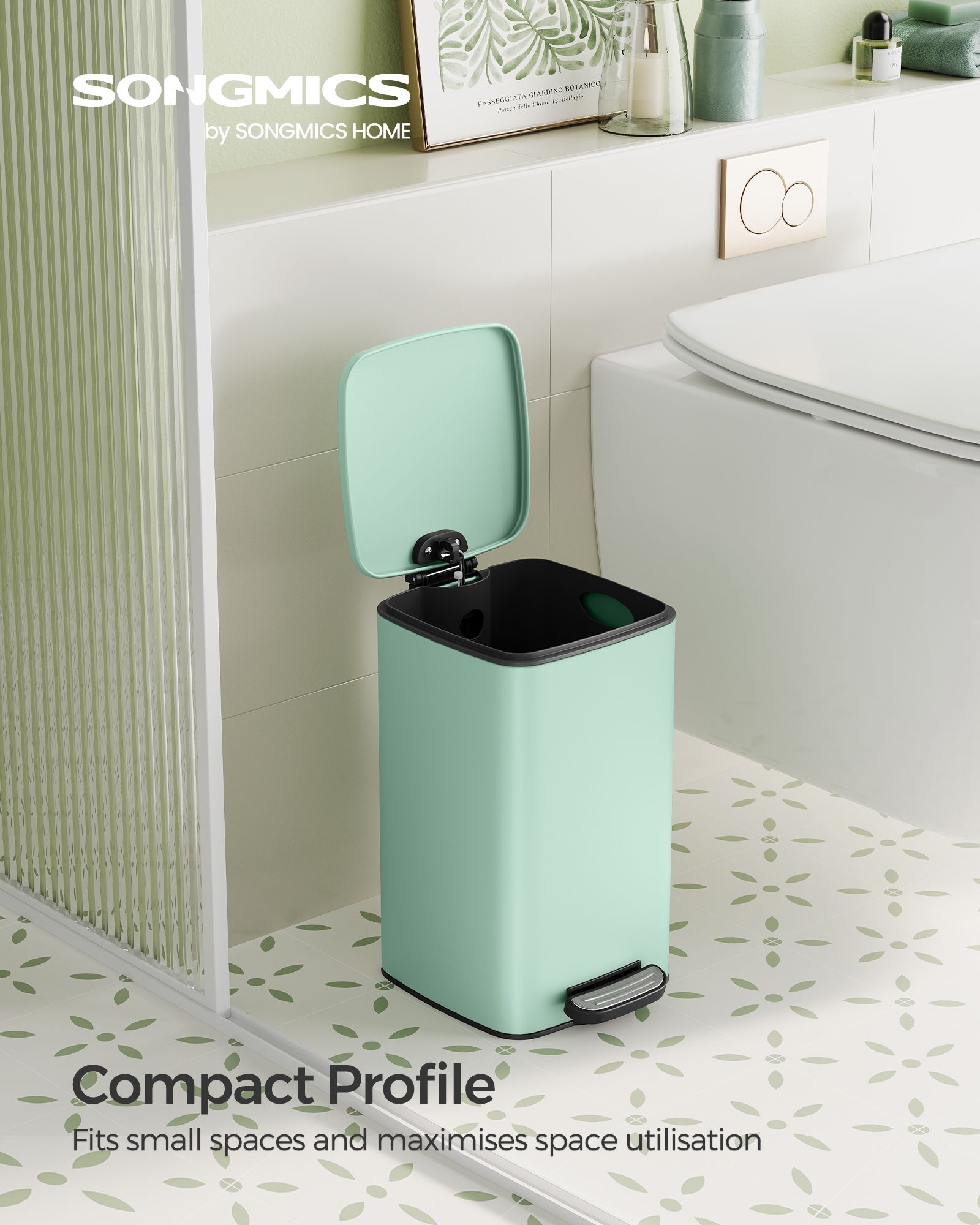 Small Pedal Bin – Steel – Silver – Soft-Close Lid