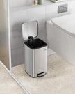 Pedal Toilet Bin – Steel – Metallic Silver – 8L Capacity with Soft-Close Lid