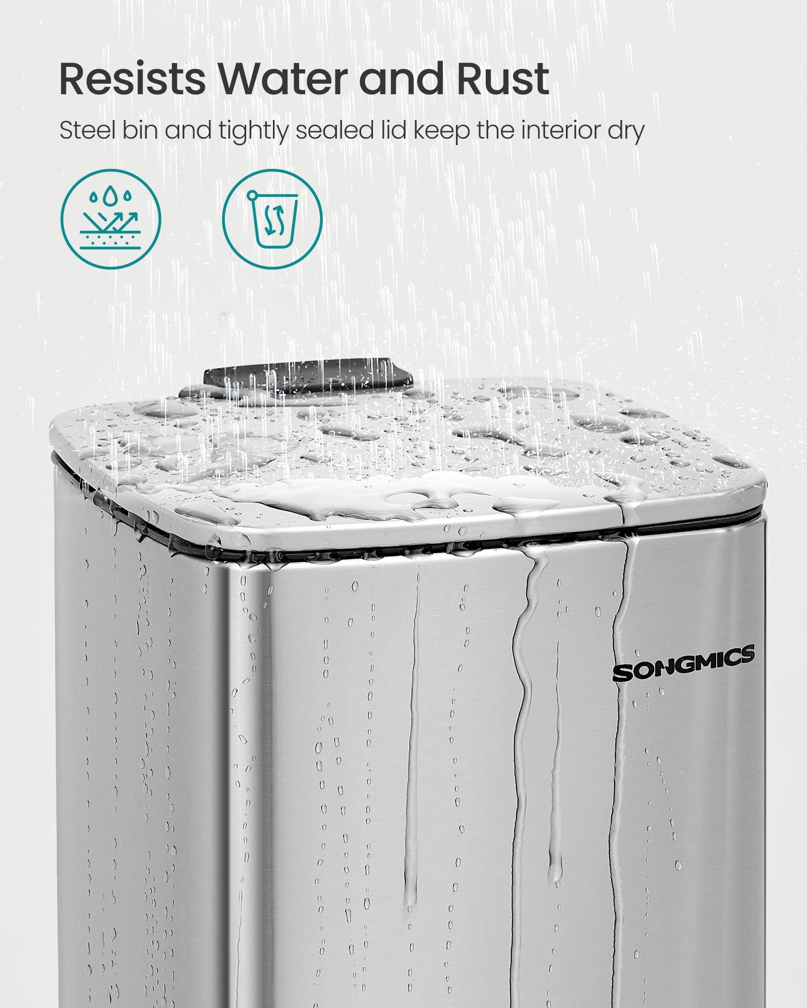 Pedal Toilet Bin – Steel – Metallic Silver – 8L Capacity with Soft-Close Lid