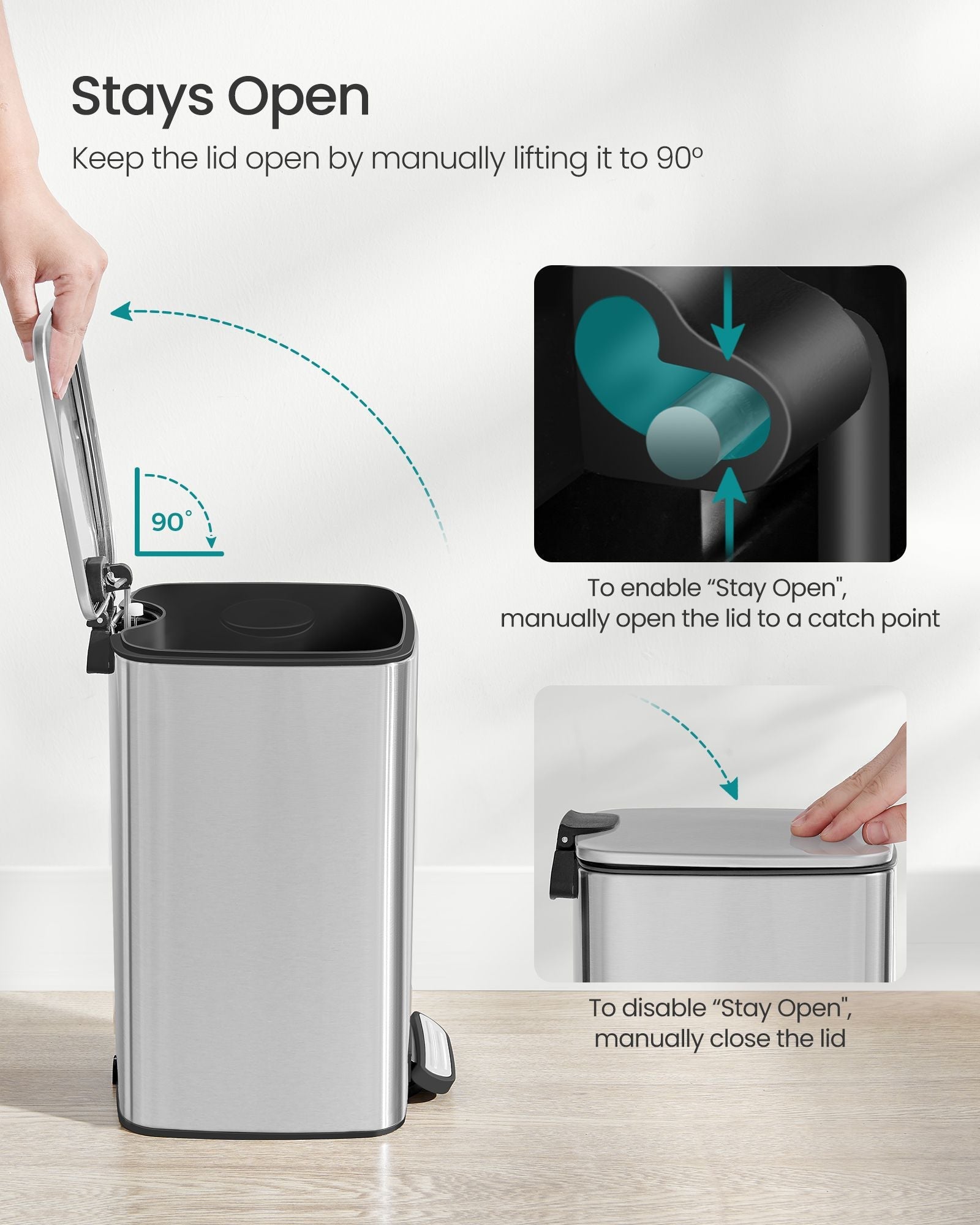 Pedal Toilet Bin – Steel – Metallic Silver – 8L Capacity with Soft-Close Lid