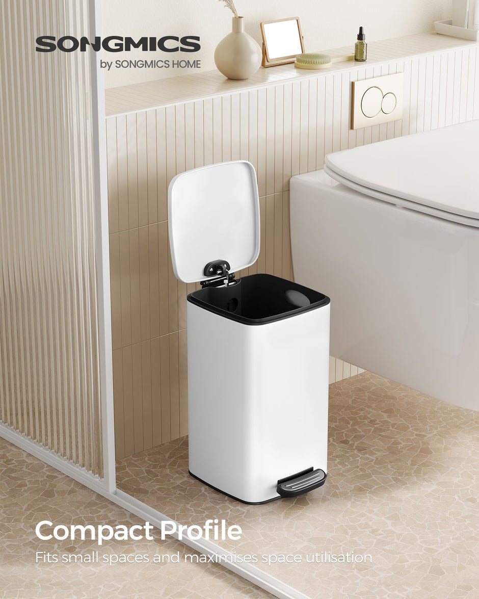 Pedal Toilet Bin – Steel – Silver – 6L Capacity with Soft-Close Lid