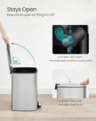 Kitchen Bin – Steel – Metallic Silver – 20 L with Inner Bucket