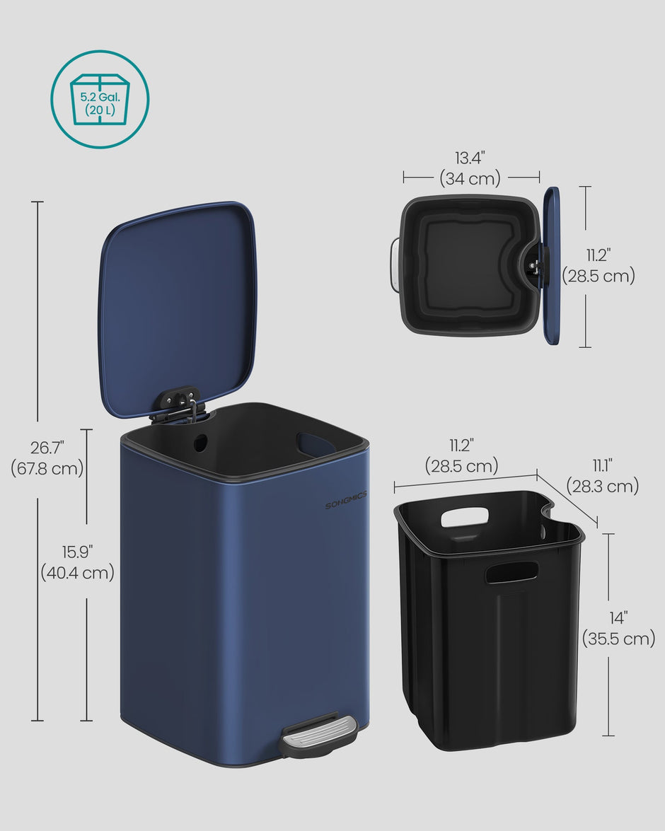 Pedal Bin – Steel – Cloud White – 20L with Inner Bucket