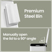 Pedal Waste Bin – Stainless Steel – White – Soft Close and Stay Open Feature, 20 L