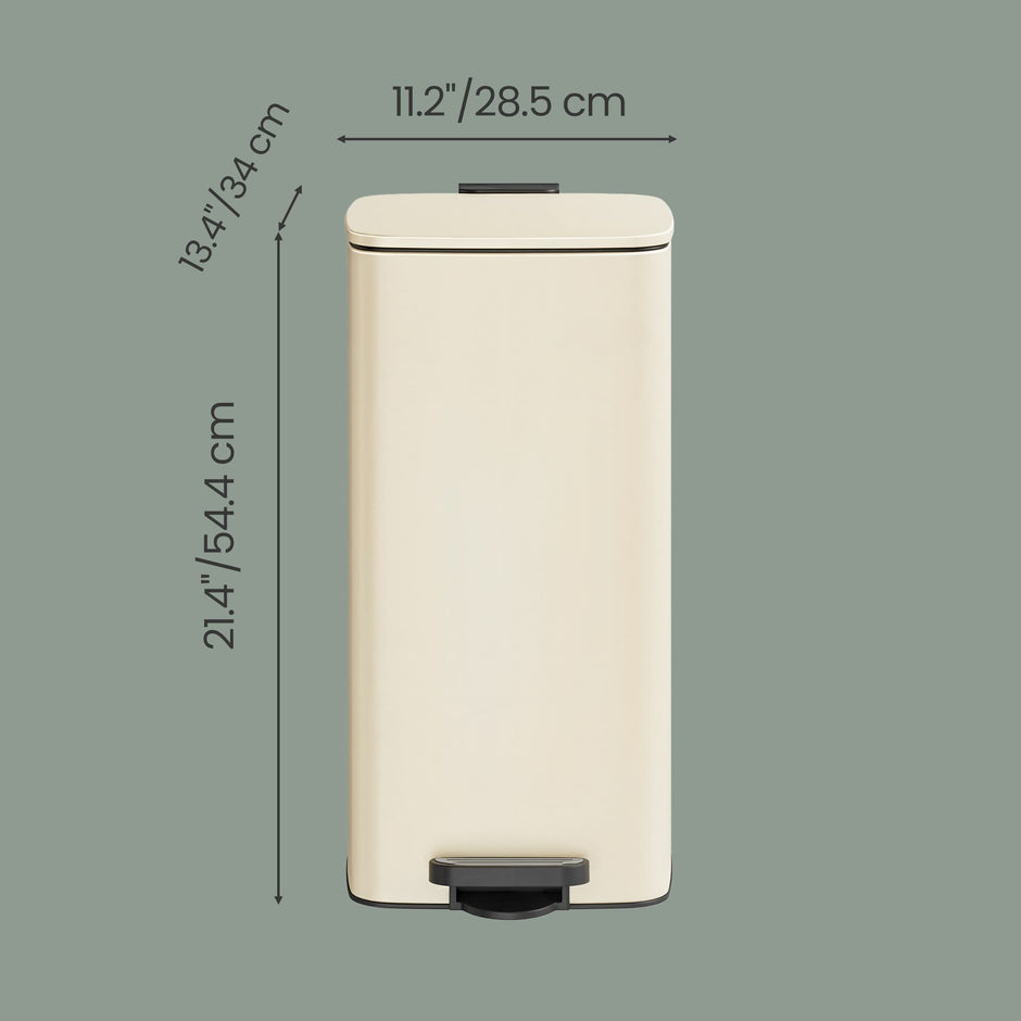Pedal Waste Bin – Stainless Steel – Beige – 30L Capacity with Soft Close and Stay Open Feature