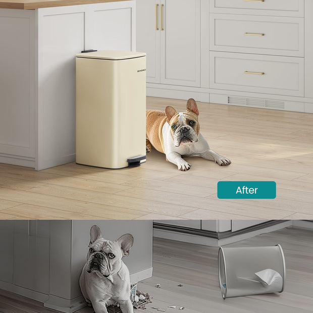 30 L Steel Kitchen Pedal Bin – Steel – Sand Beige – Inner Bucket Included