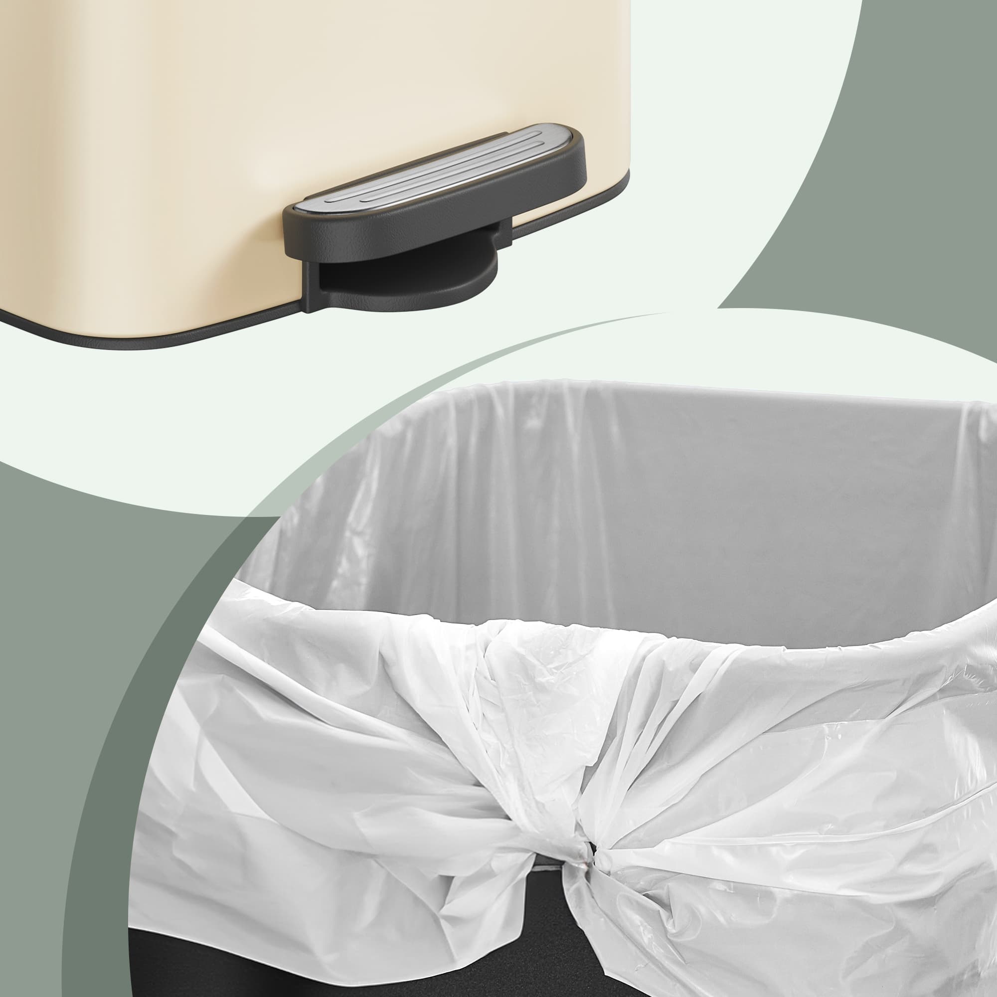Pedal Waste Bin – Stainless Steel – Beige – 30L Capacity with Soft Close and Stay Open Feature