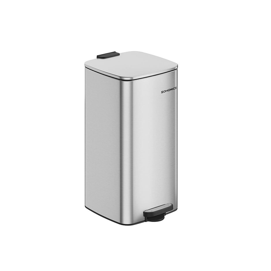 Kitchen Bin – Steel – Metallic Silver – 30 L Capacity with Inner Bucket