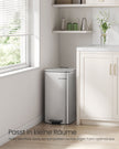 Kitchen Bin – Steel – Metallic Silver – 30 L Capacity with Inner Bucket