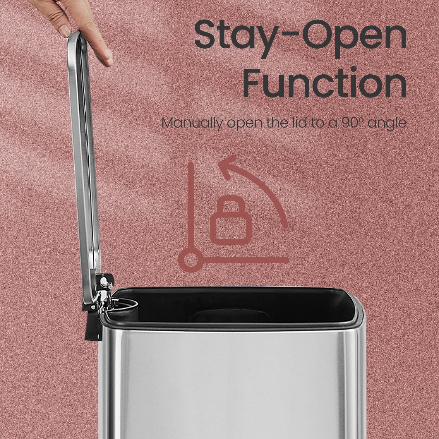 Stainless Steel Trash Can – 8 Gallons – Metallic Silver – Kitchen Garbage Bin