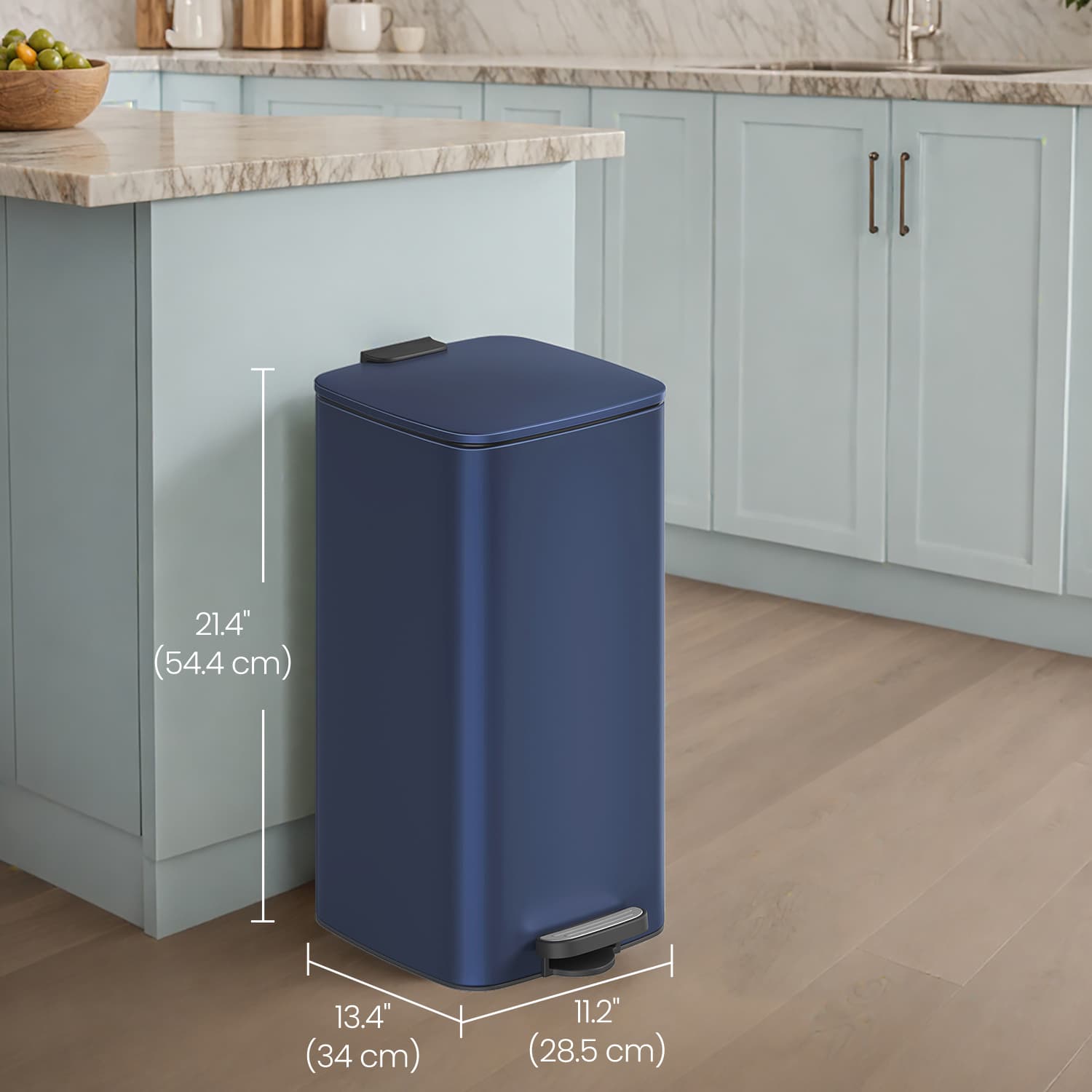 Pedal Waste Bin – Stainless Steel – Blue – 30L Capacity with Soft Close and Inner Bucket